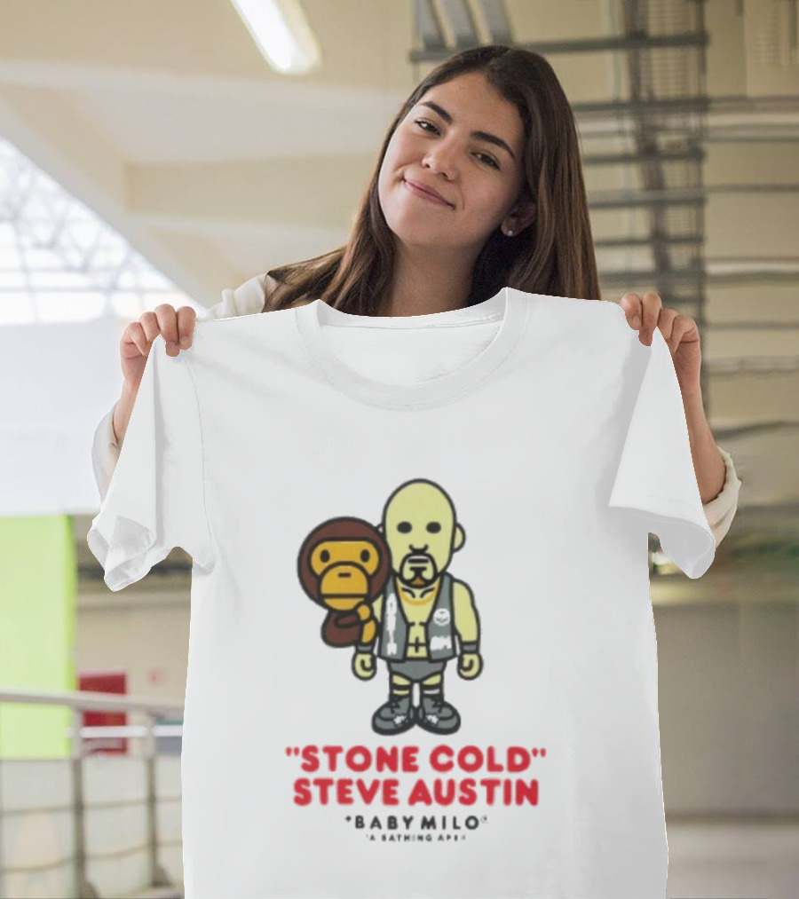 Stone Cold Steve Austin Baby Milo Collaboration Mens White T-Shirt
