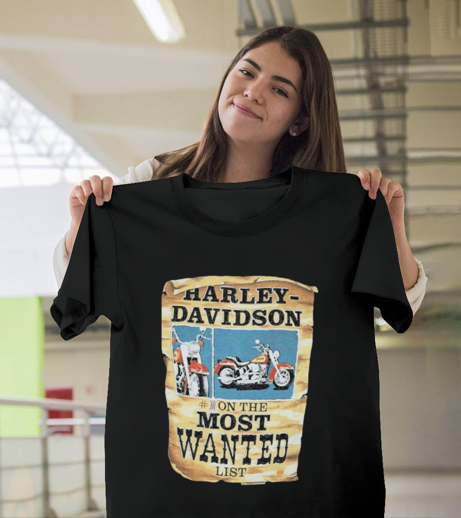 Harley Davidson #1 On The Most Wanted List Motorcycle 1986 Bismarck North Dakota T-Shirt