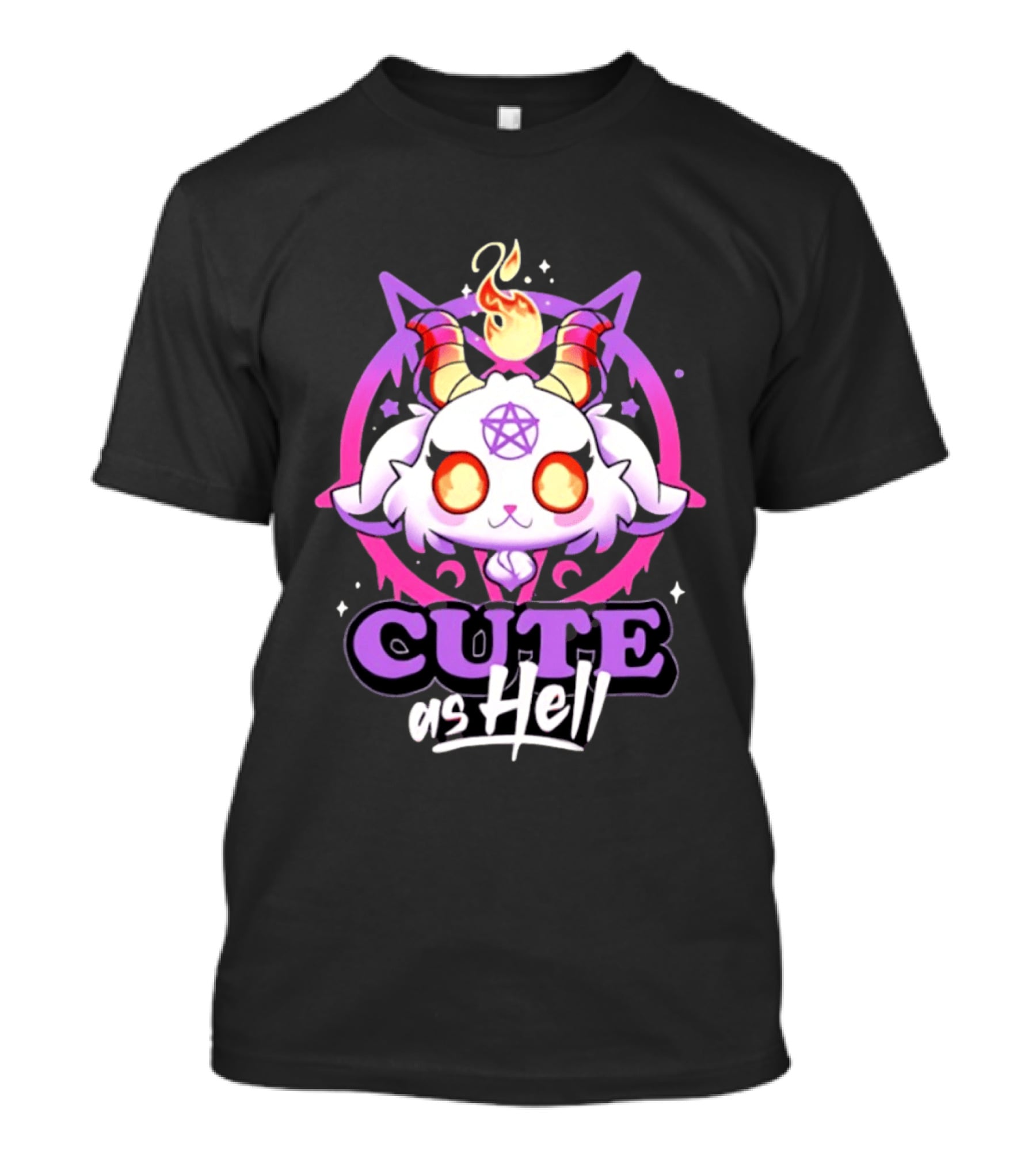 Cute As Hell Goat Demon Pentagram Flame T-Shirt