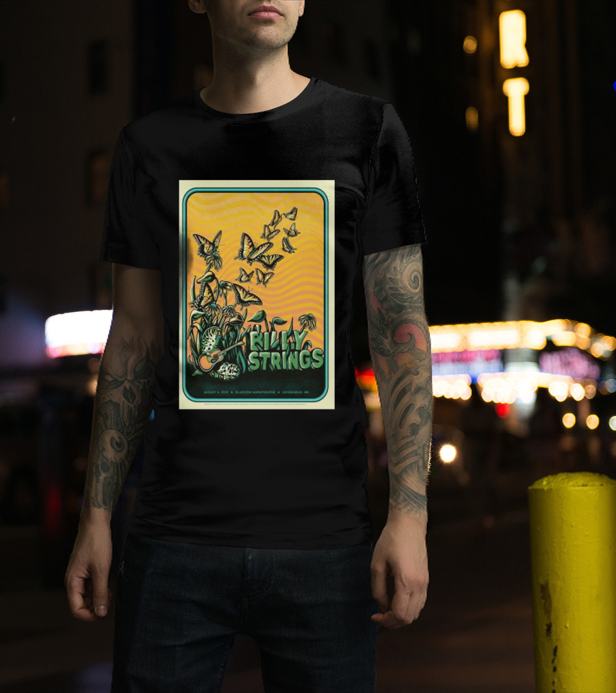 Billy Strings Bluestem Amphitheater August 6 2022 Butterfly Moorehead MN T-Shirt