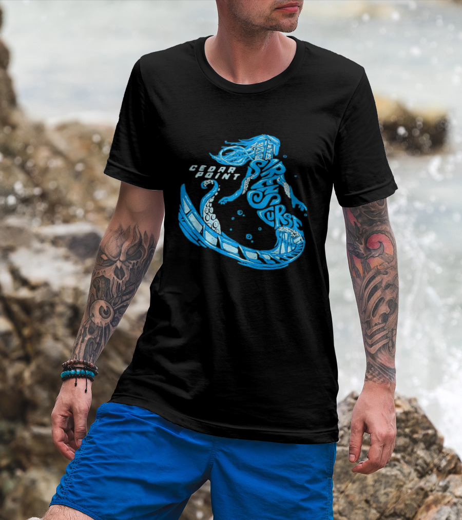 Cedar Point Sirens Curse Roller Blue Mermaid T-Shirt