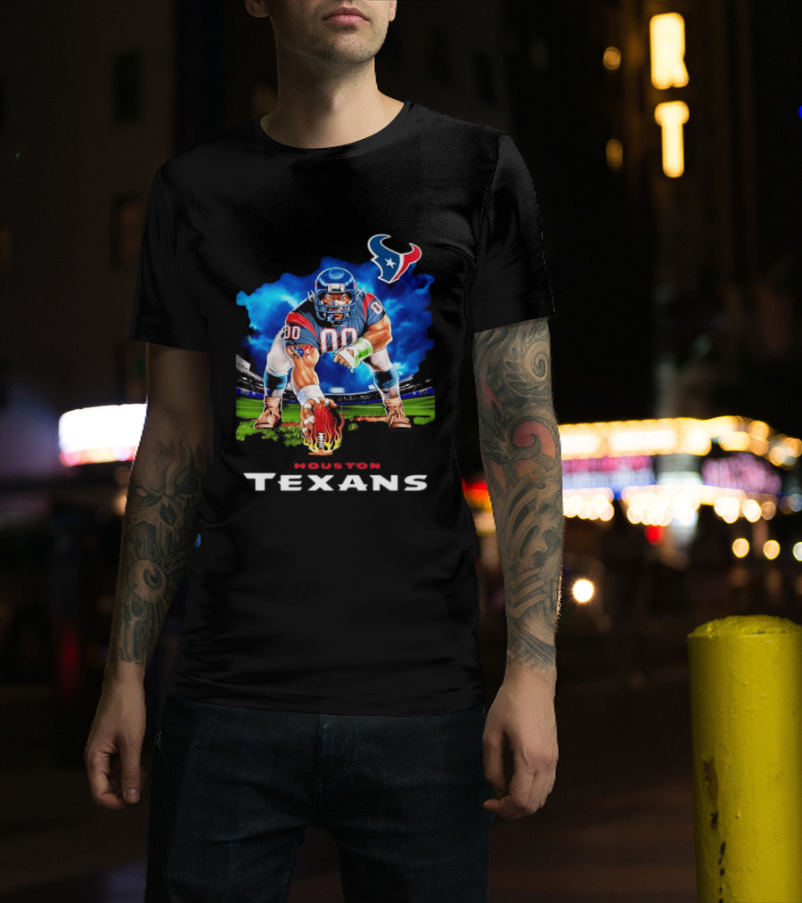 Houston Texans Ferocious Football Player NFL Team Spirit Challenge T-Shirt
