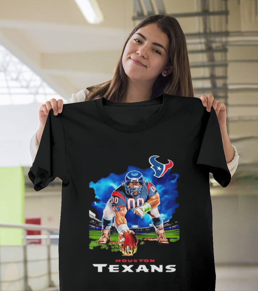 Houston Texans Ferocious Football Player NFL Team Spirit Challenge T-Shirt