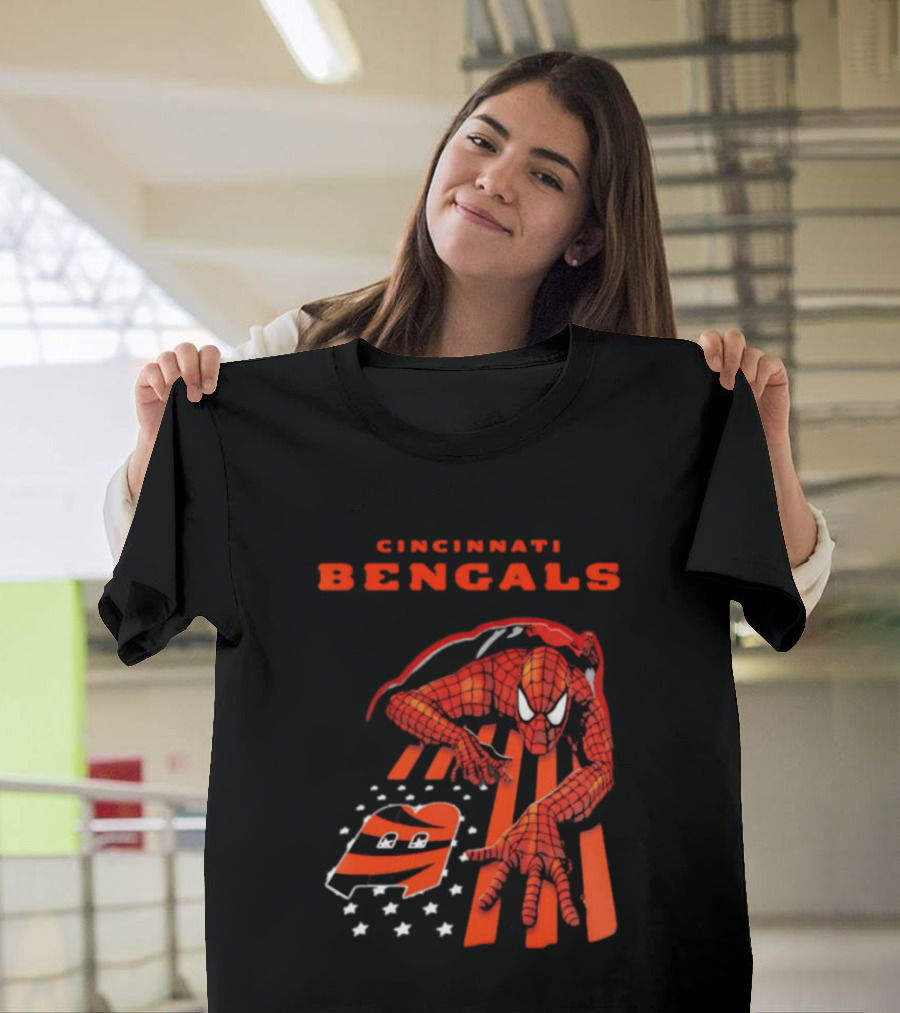 Cincinnati Bengals Spiderman Stripes Marvel T-Shirt