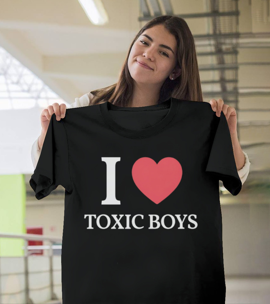 I Heart Toxic Boys Bold White And Red T-Shirt