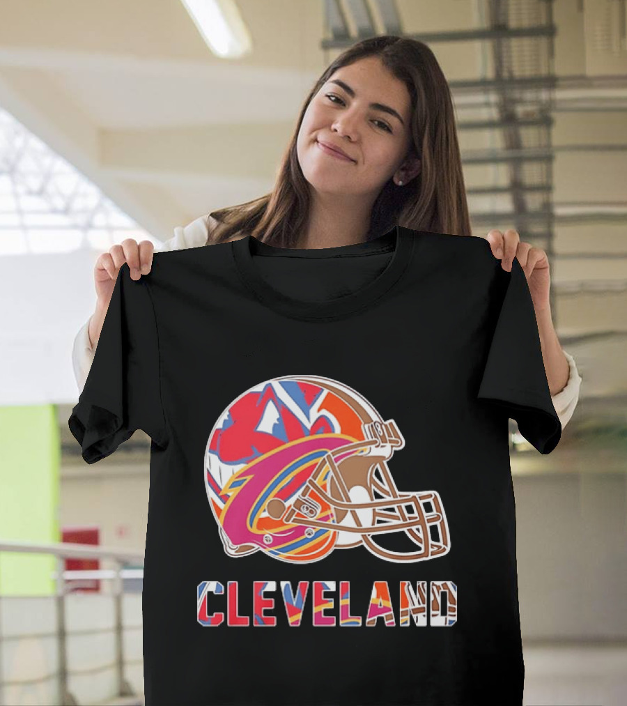 Cleveland Football Cavaliers Browns Guardians Helmet T-Shirt