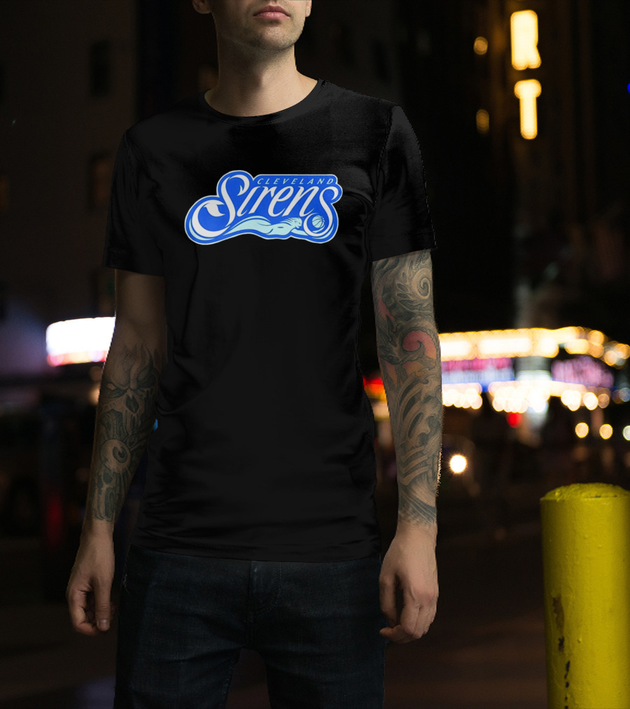 Cleveland Sirens Basketball Sports Team Oceanic Logo With Athlete And Ball T-Shirt