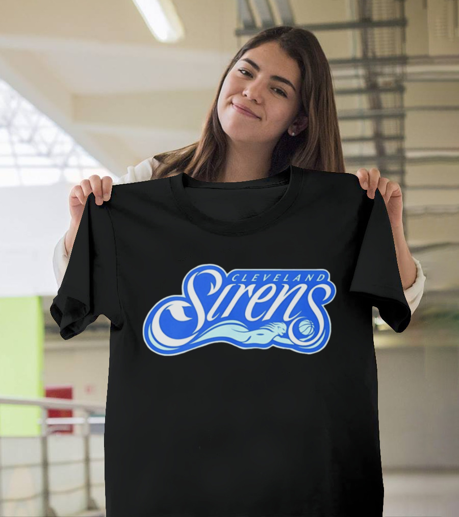 Cleveland Sirens Basketball Sports Team Oceanic Logo With Athlete And Ball T-Shirt