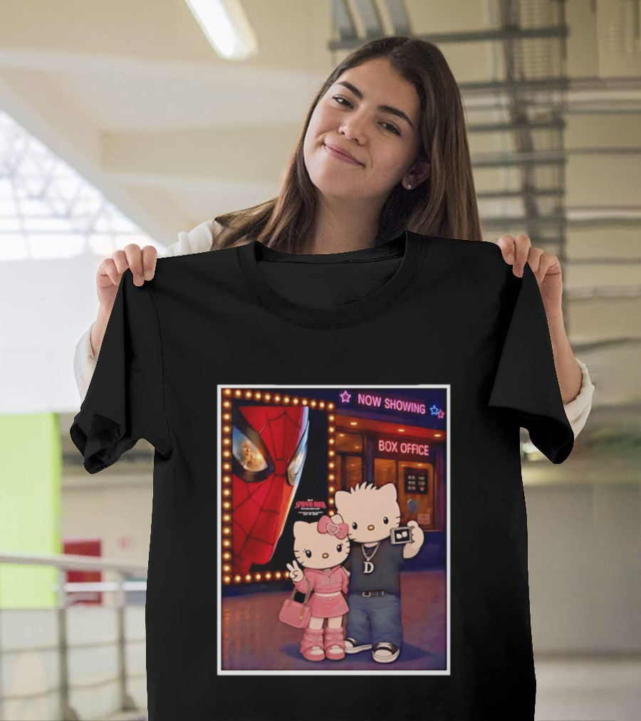 Now Showing Box Office Hello Kitty And Dear Daniel Spider Man Movie Polaroid Frame T-Shirt