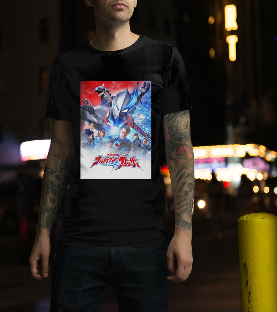 Ultraman Blazar Cast And Characters With Heroic Action Scene T-Shirt
