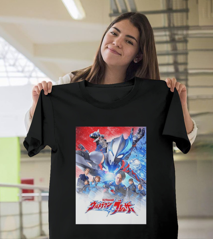 Ultraman Blazar Cast And Characters With Heroic Action Scene T-Shirt