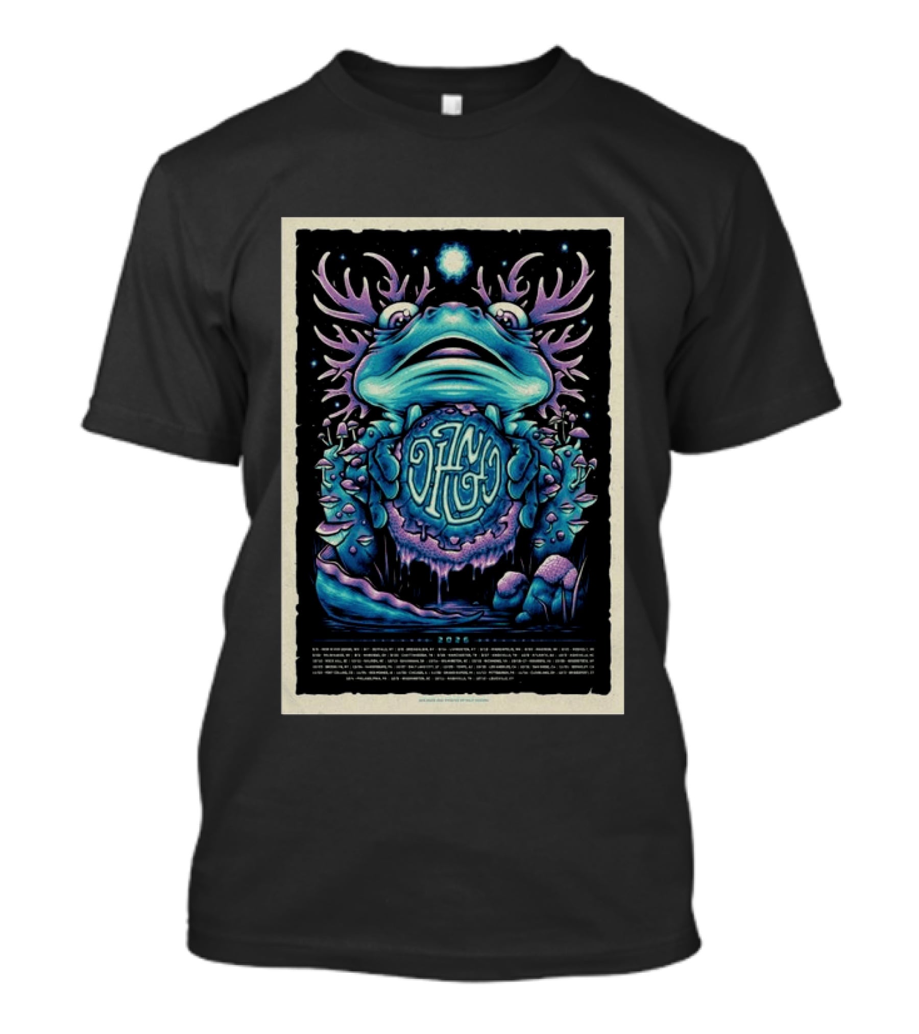 Dizgo 2026 Tour Frog And Mushrooms Psychedelic T-Shirt
