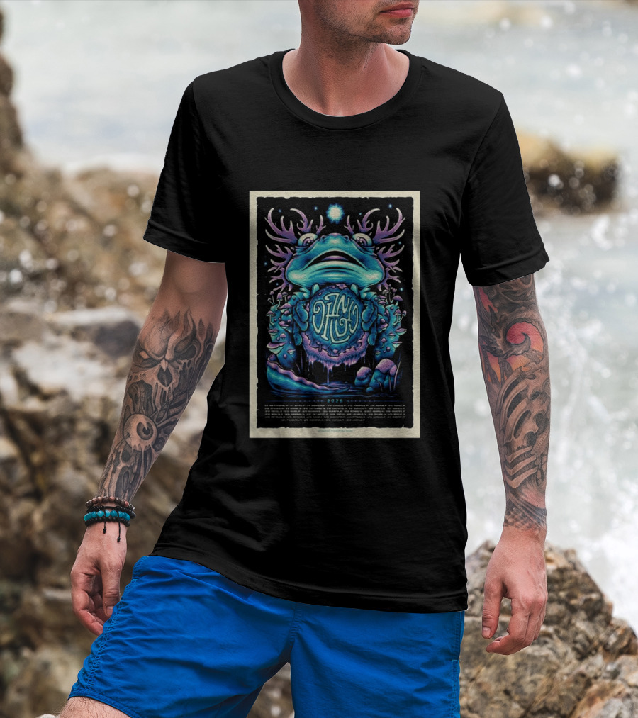 Dizgo 2026 Tour Frog And Mushrooms Psychedelic T-Shirt