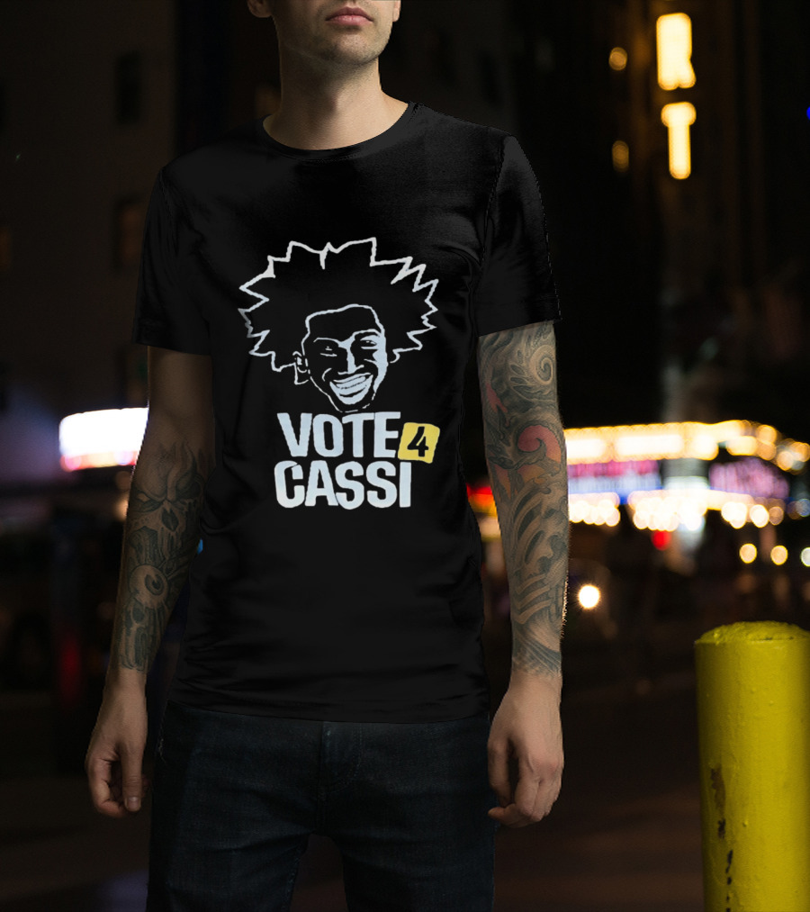 Vote 4 Cassi Spiky Afro Smiling Line T-Shirt