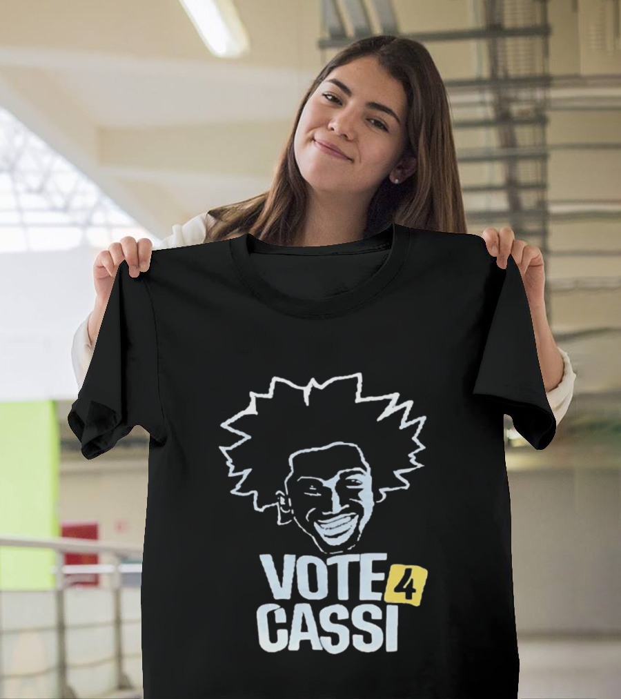 Vote 4 Cassi Spiky Afro Smiling Line T-Shirt