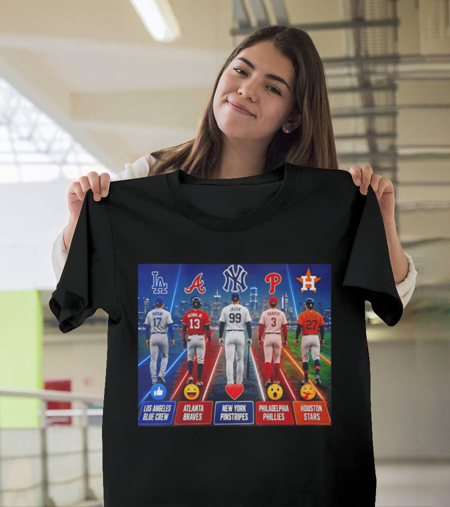 Los Angeles Blue Crew Atlanta Braves New York Pinstripes Philadelphia Phillies Houston Stars Ohtani Acuna Jr Jaxon Harper Altuve T-Shirt