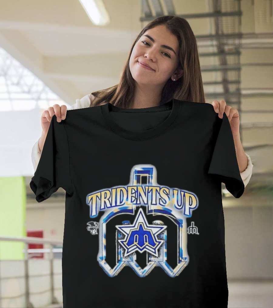 Seattle Mariners MLB Tridents Up 3D Metallic Compass Star T-Shirt