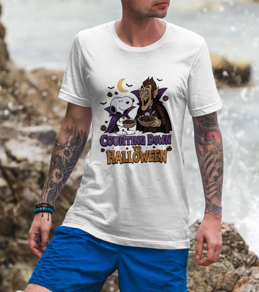 Peanuts Snoopy And Dracula Counting Down To Halloween T-Shirt