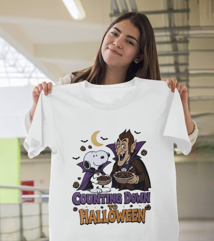 Peanuts Snoopy And Dracula Counting Down To Halloween T-Shirt
