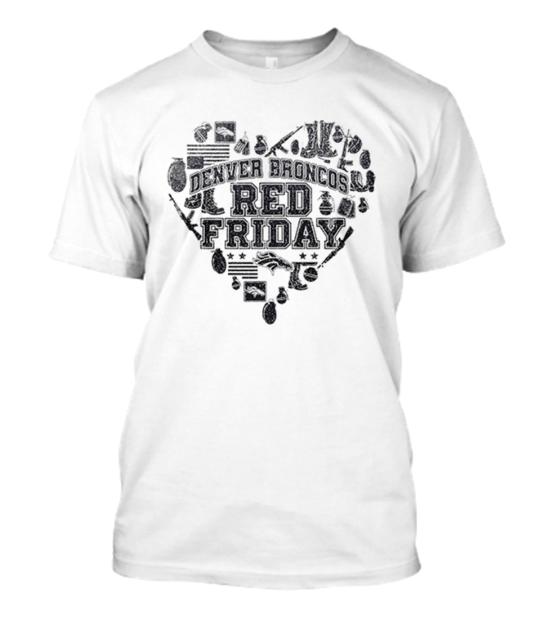 Denver Broncos Remember Everyone Deployed Heart Shape Red Friday T-Shirt