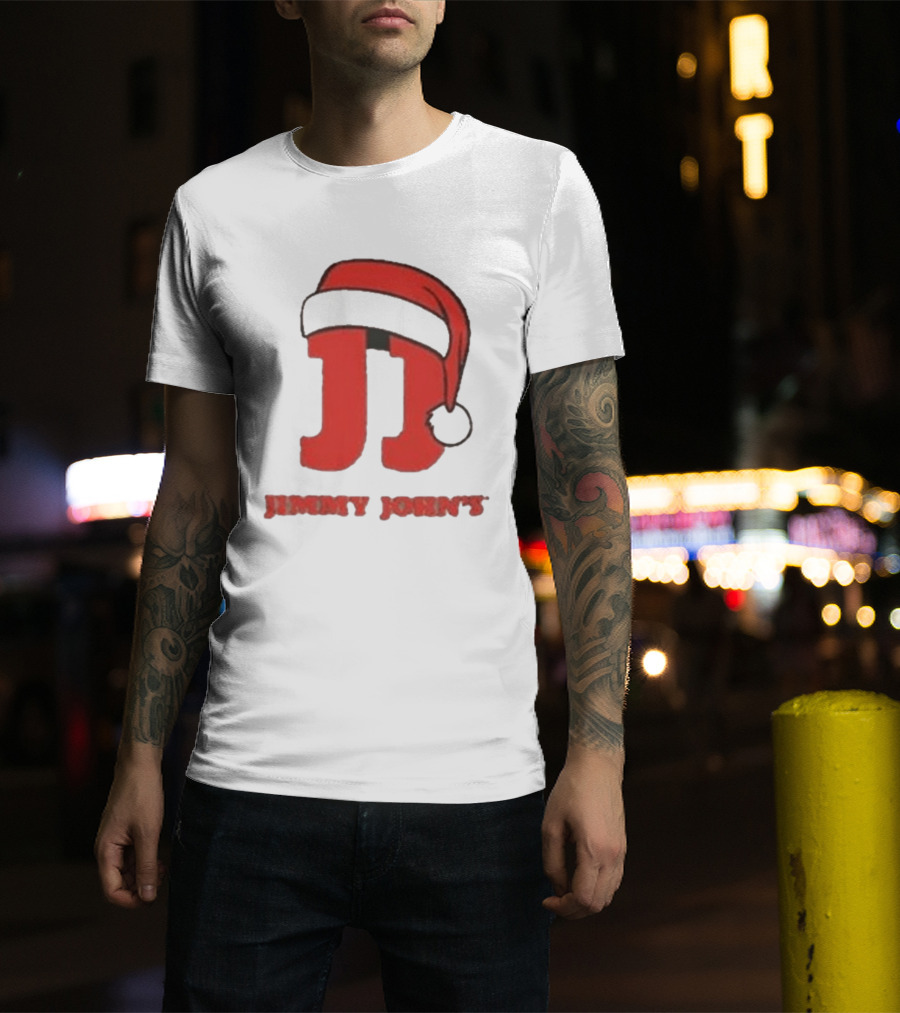 Jimmy John's Festive Santa Hat Christmas T-Shirt