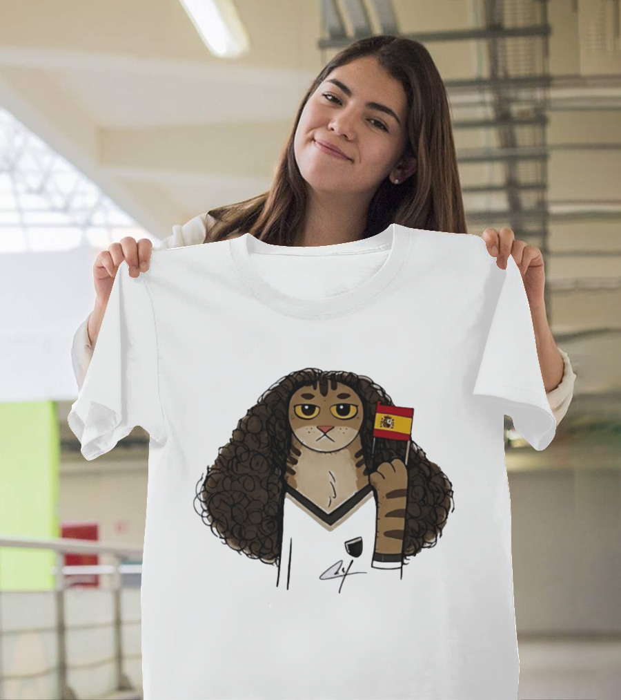 Marc Cucurella Cat Holding Spain Flag FC Barcelona T-Shirt