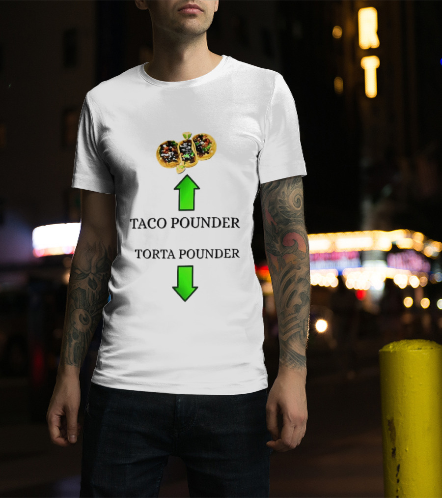 Taco Pounder Torta Pounder Trio Mexican Tacos Lime Green Arrows T-Shirt