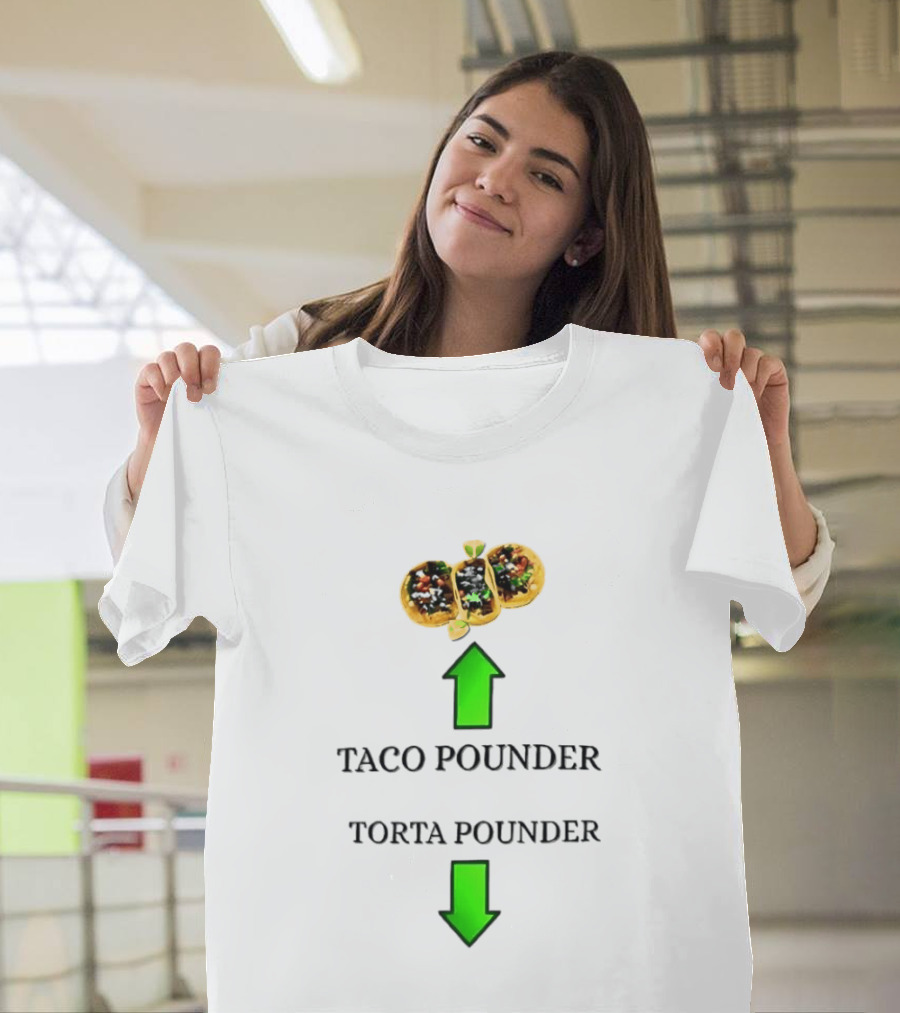 Taco Pounder Torta Pounder Trio Mexican Tacos Lime Green Arrows T-Shirt
