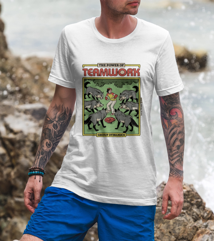 The Power Of Teamwork Group Dynamics Child Surrounded By Wolves T-Shirt