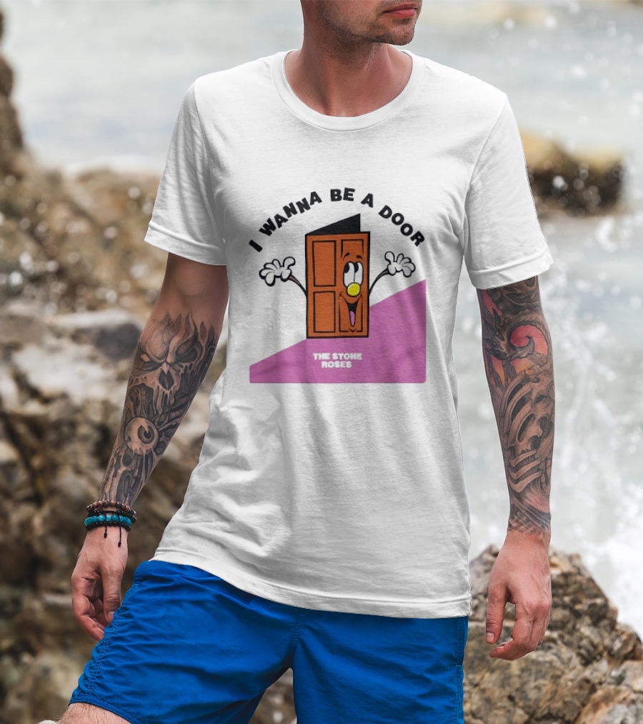 The Stone Roses I Wanna Be A Door Cartoon Yellow Nose Waving Hands T-Shirt