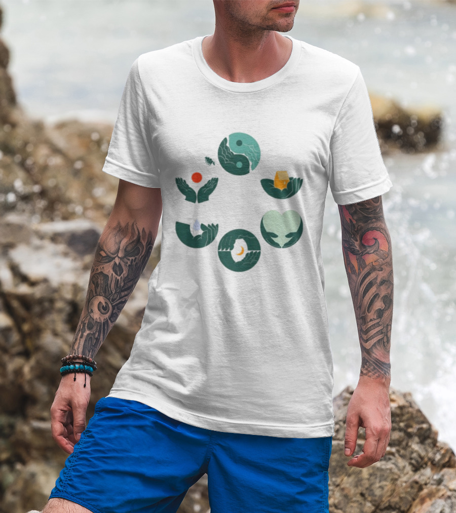 Tors Store Yin Yang Elements Hands Nature T-Shirt