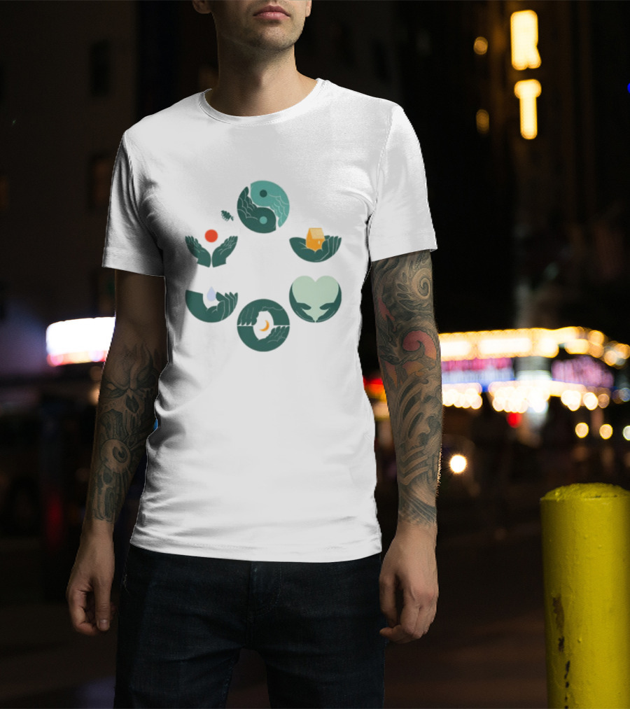 Tors Store Yin Yang Elements Hands Nature T-Shirt
