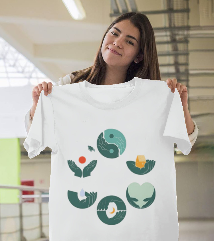 Tors Store Yin Yang Elements Hands Nature T-Shirt