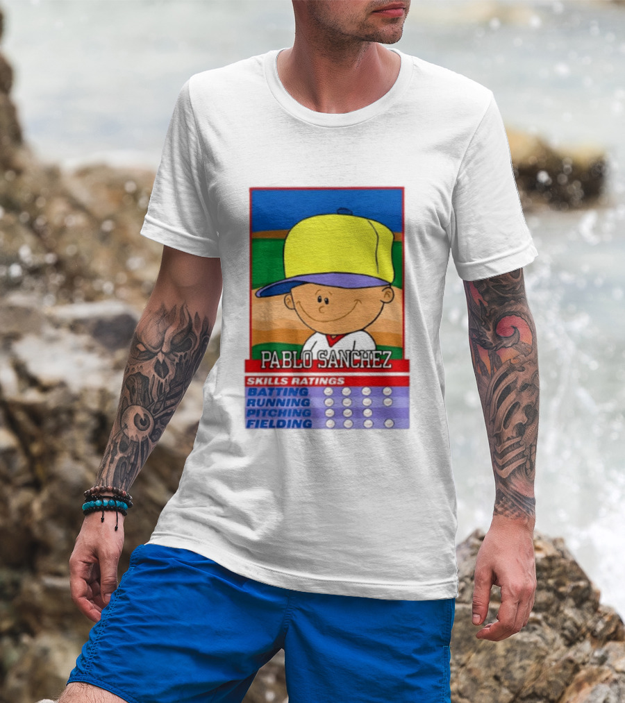Trending Pablo Sanchez Skills Ratings Card Batting Running Pitching Fielding T-Shirt