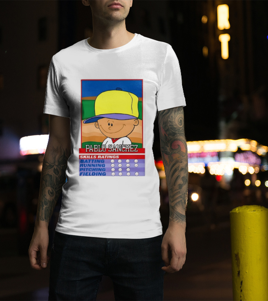 Trending Pablo Sanchez Skills Ratings Card Batting Running Pitching Fielding T-Shirt