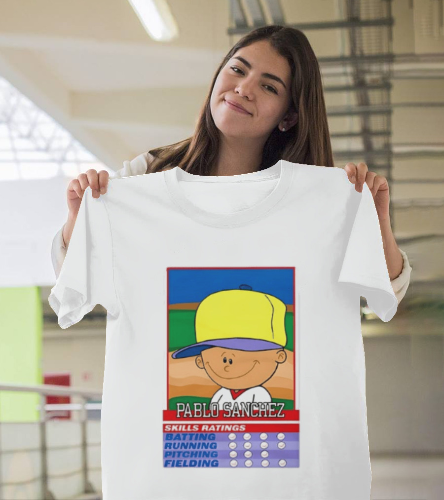 Trending Pablo Sanchez Skills Ratings Card Batting Running Pitching Fielding T-Shirt