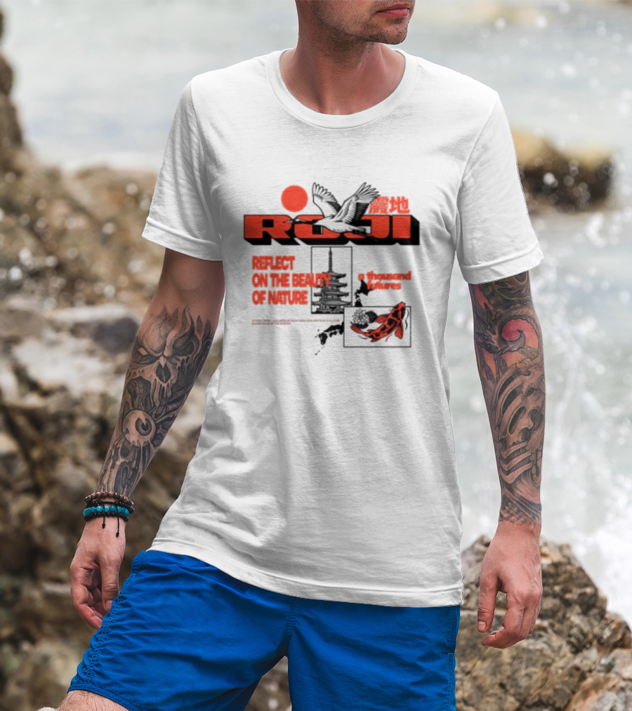 Unik Clothing Store Roji White Reflect On The Beauty Of Nature A Thousand Futures Koi Birds T-Shirt