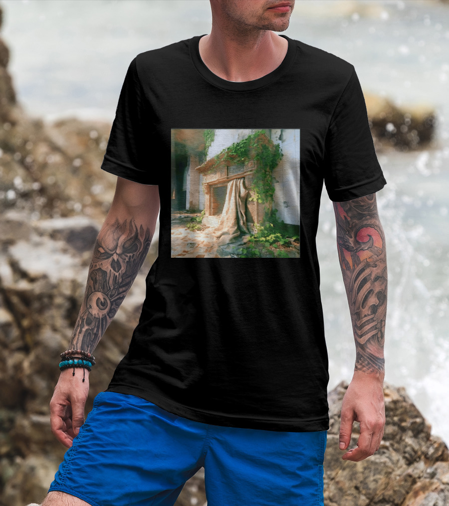 Abandoned Fireplace With Overgrown Ivy And Ruins Ambience T-Shirt