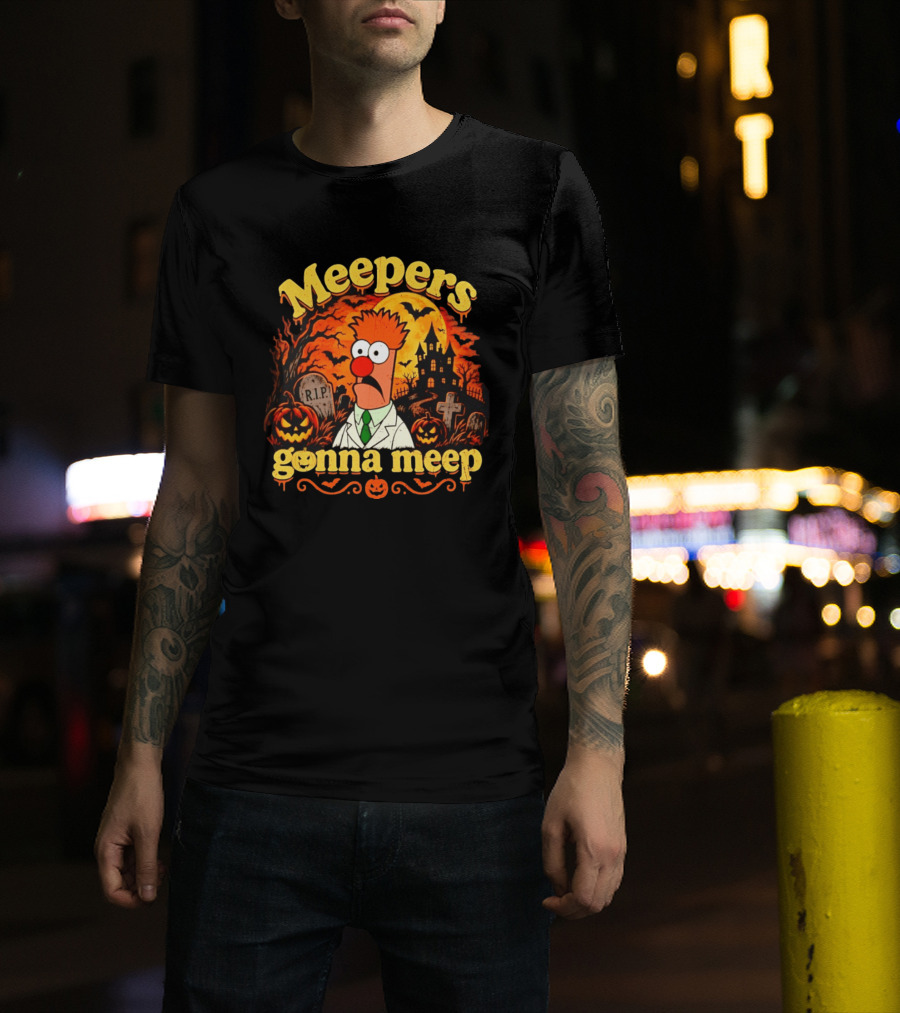 Meepers Gonna Meep Halloween The Muppets Beaker Spooky Scene T-Shirt