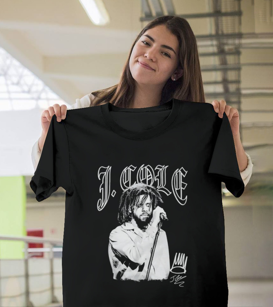 J Cole Dreamville Hip Hop Portrait Style Microphone T-Shirt
