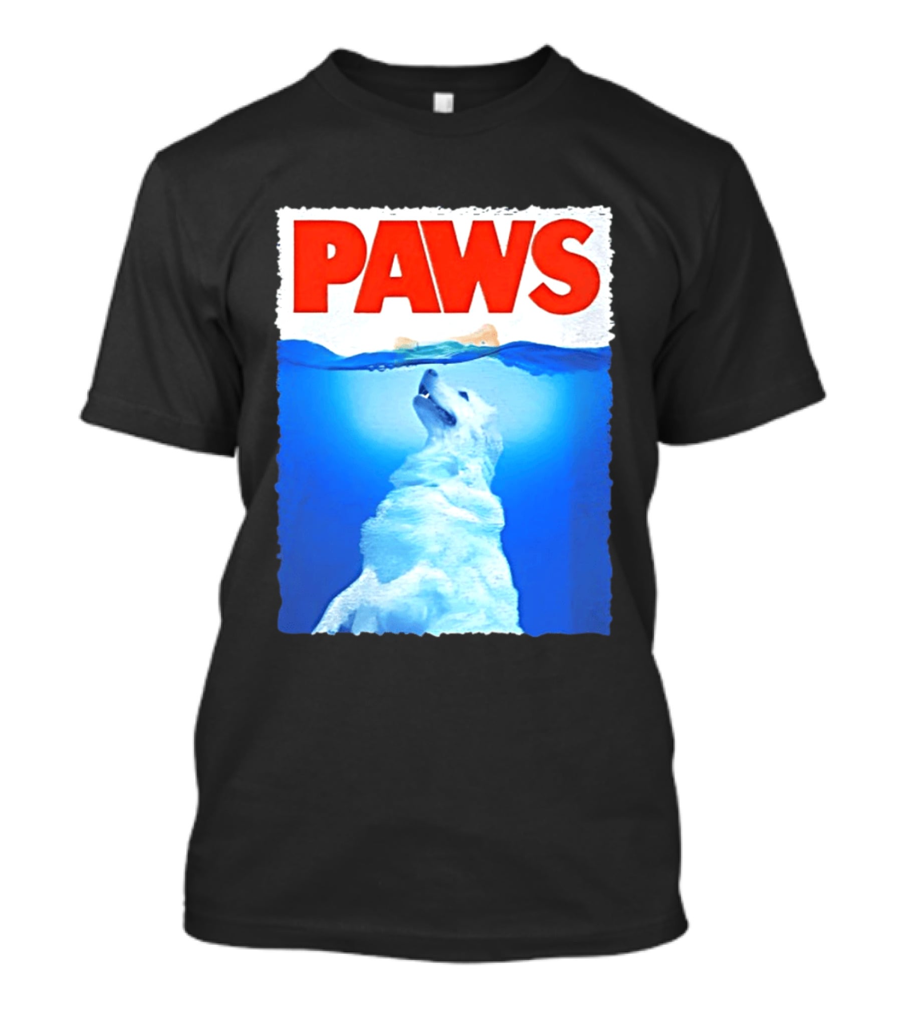 PAWS Classic Parody With Diving Dog Image T-Shirt