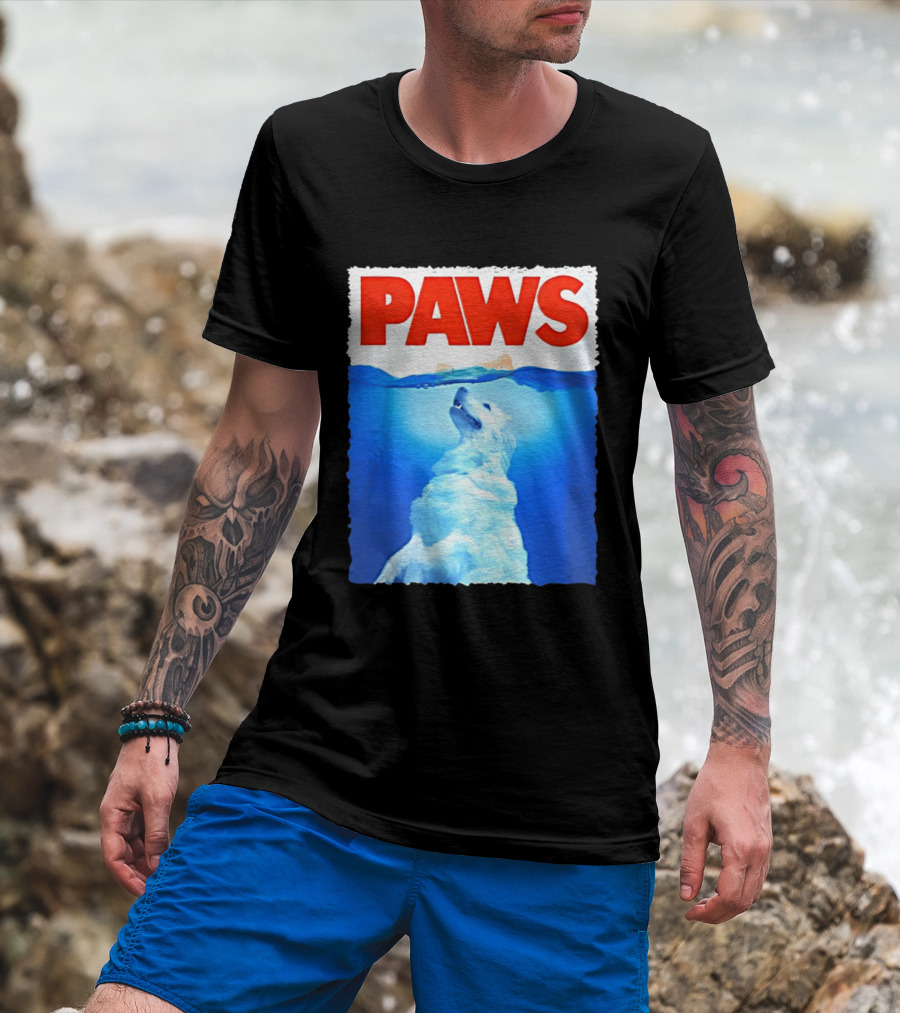 PAWS Classic Parody With Diving Dog Image T-Shirt