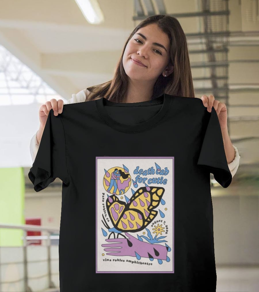 Death Cab For Cutie Paso Robles Vina Robles Amphitheatre August 7 2026 Butterfly T-Shirt