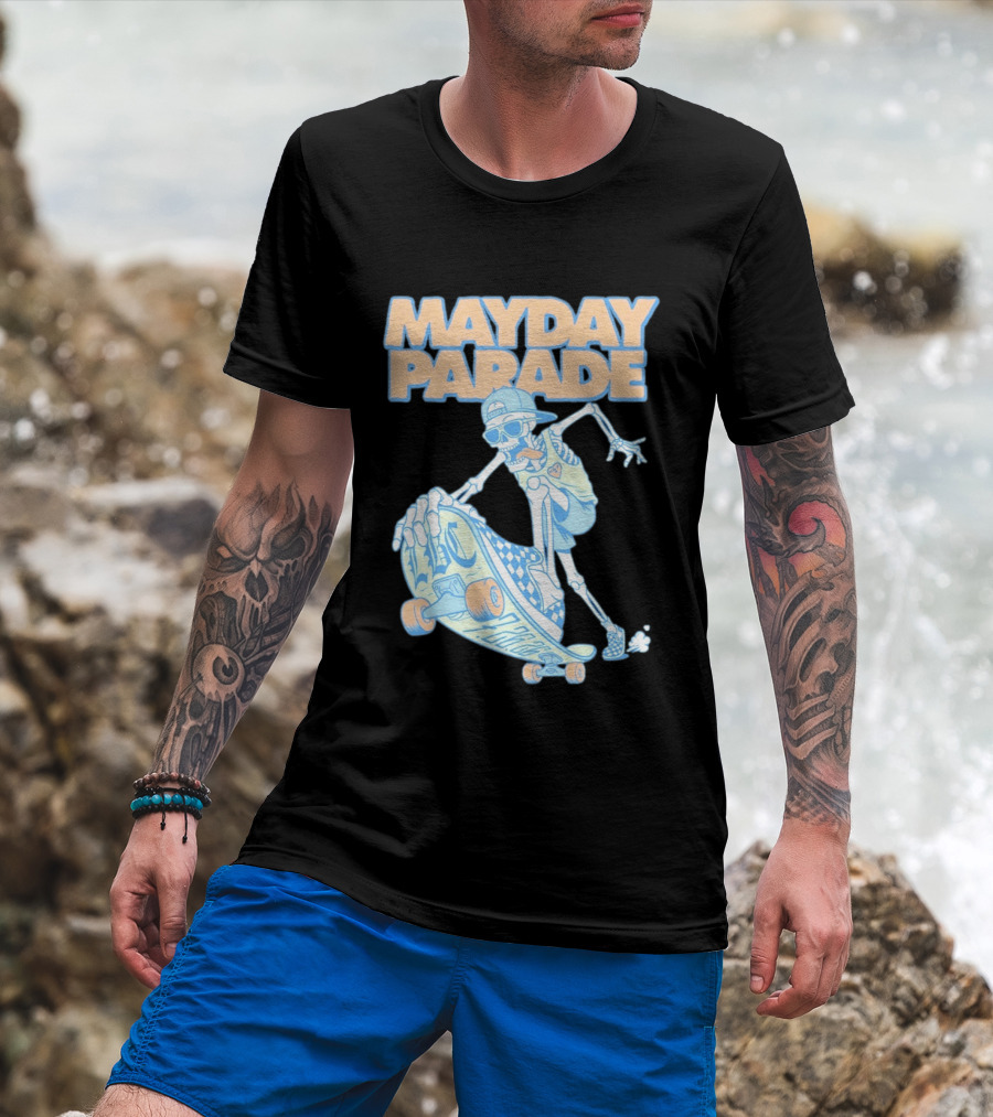 Mayday Parade Skeleton Skater With LBC 72626 Board T-Shirt