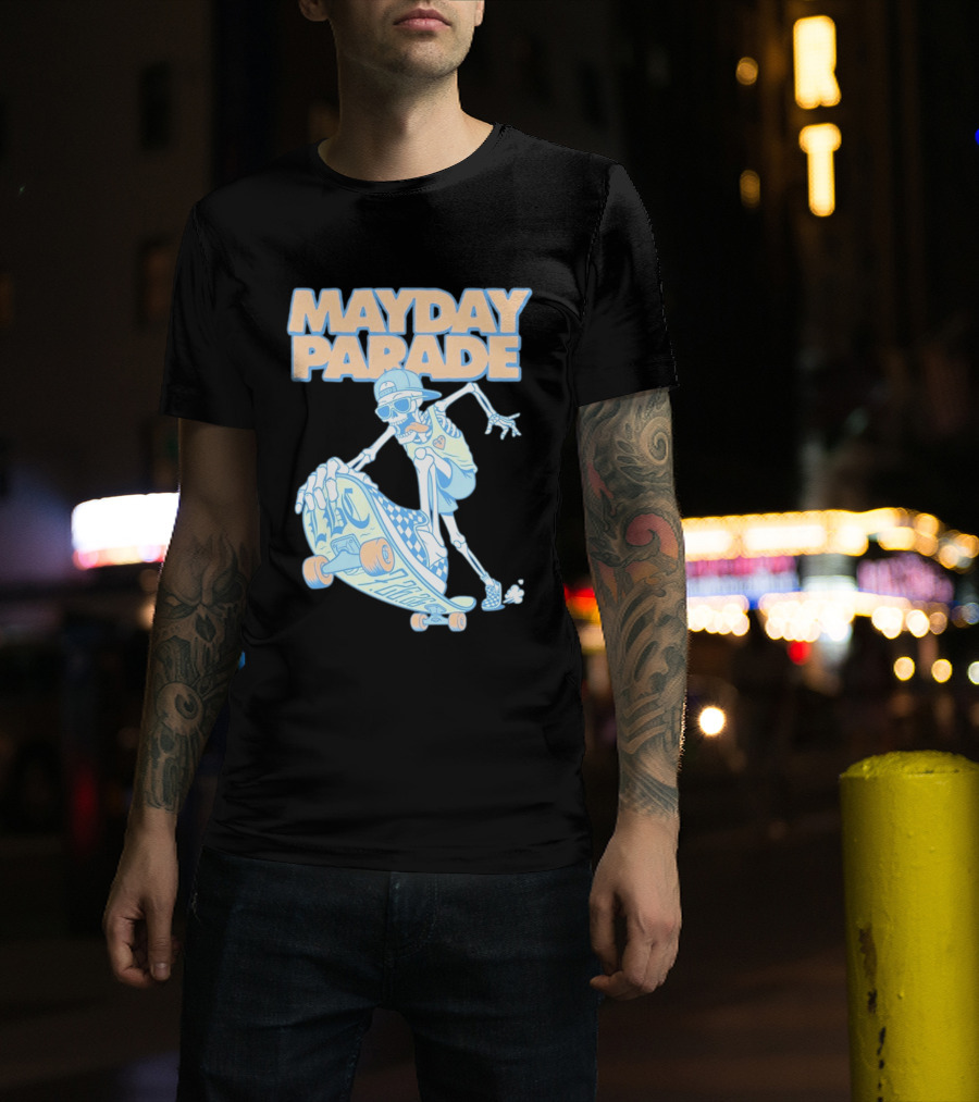 Mayday Parade Skeleton Skater With LBC 72626 Board T-Shirt