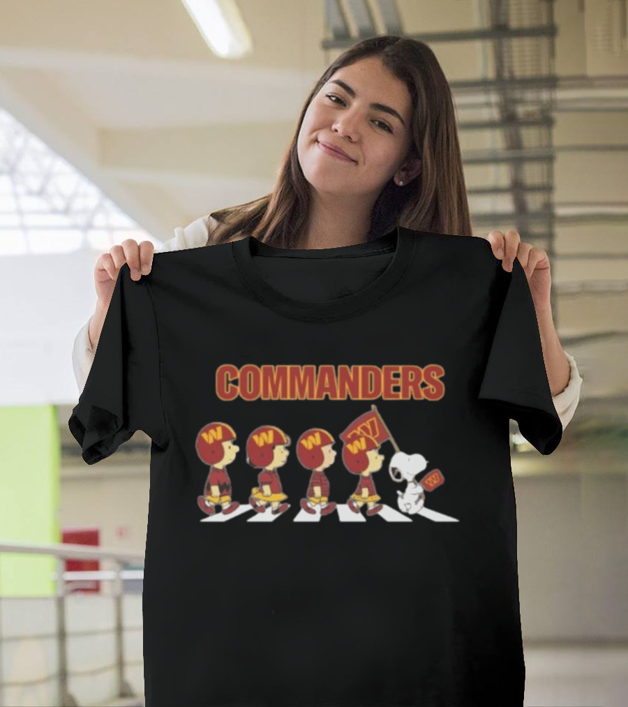 Peanuts Characters Marching On Abbey Road With Washington Commanders T-Shirt