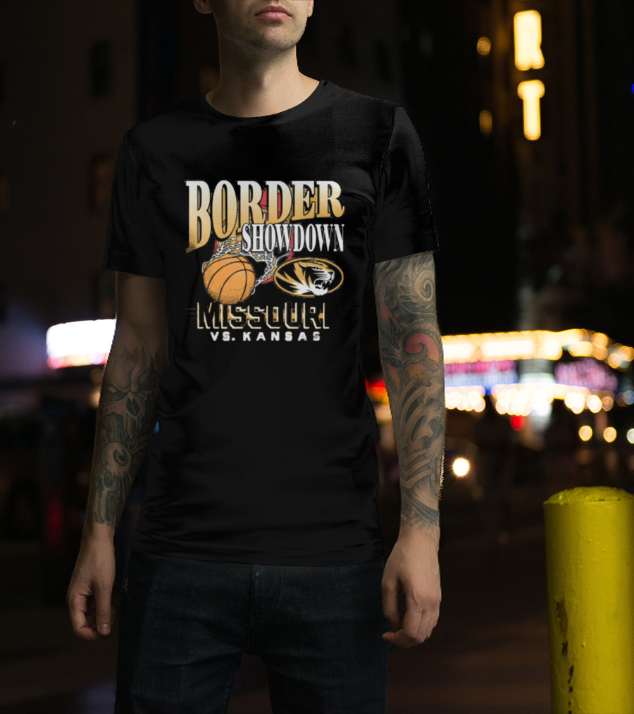 Border Showdown Missouri Tigers Vs Kansas Basketball 2025 T-Shirt