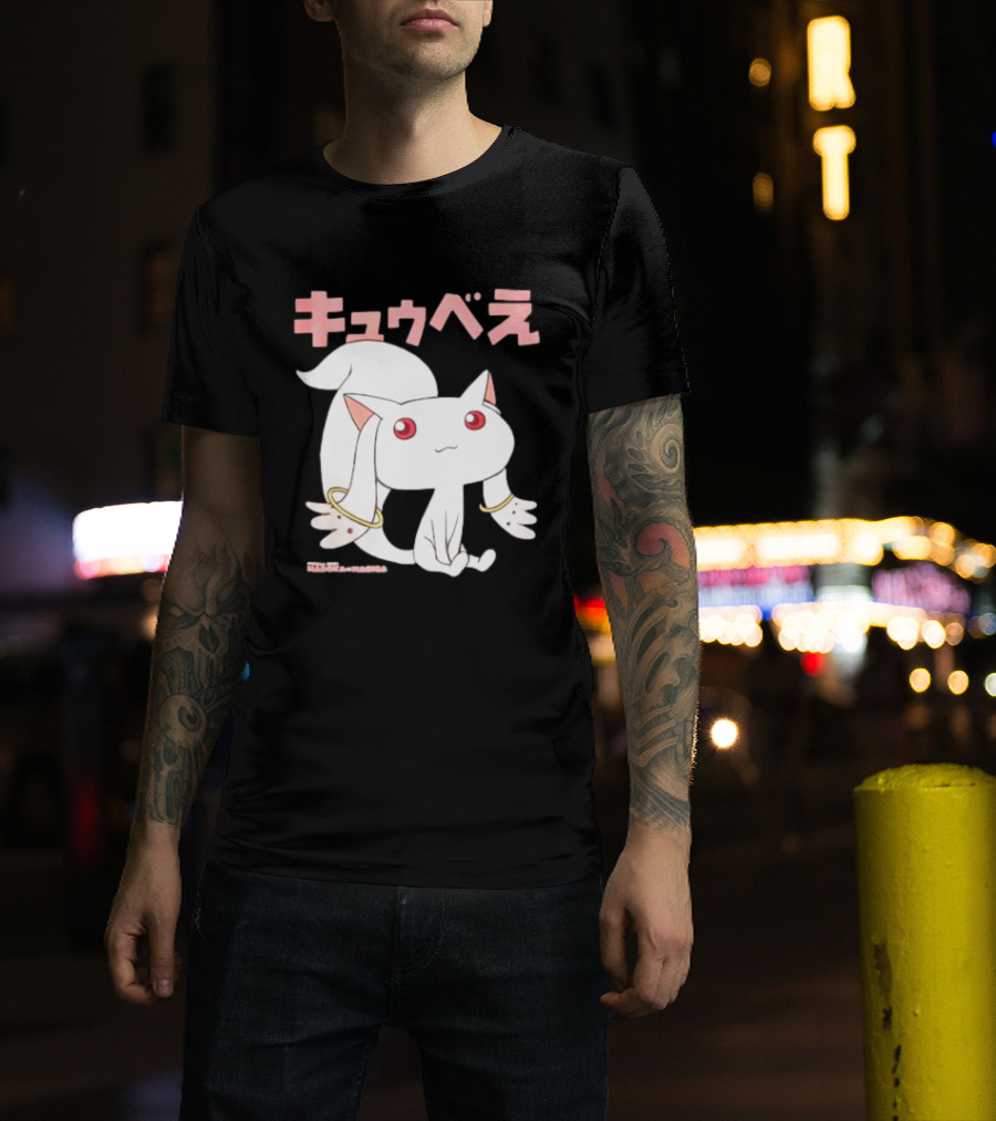Puella Magi Madoka Magica Kyubey Anime Character Red Eyes T-Shirt