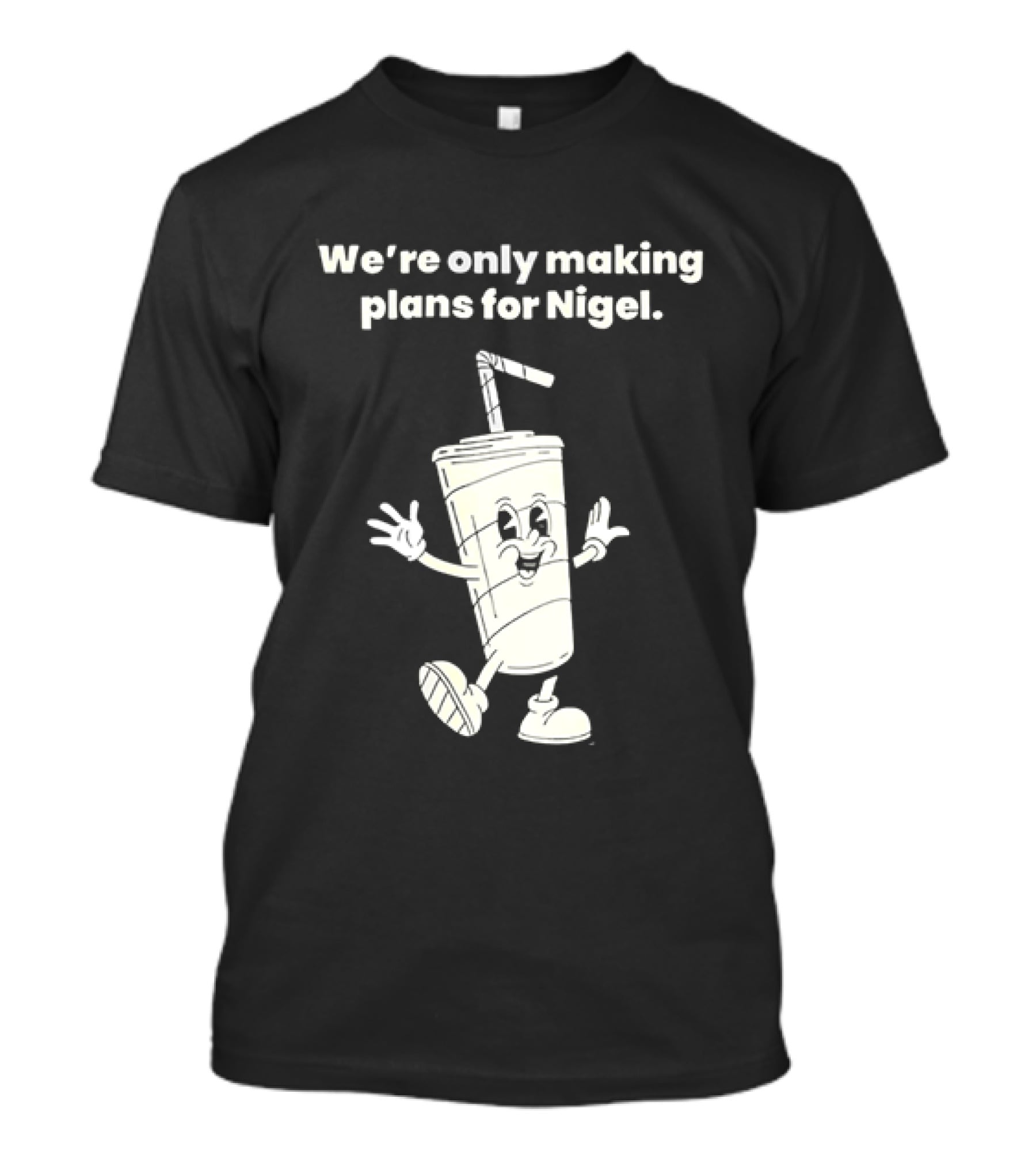 We're Only Making Plans For Nigel XTC 80s Music Cartoon Cup T-Shirt