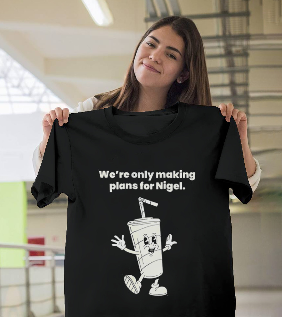 We're Only Making Plans For Nigel XTC 80s Music Cartoon Cup T-Shirt